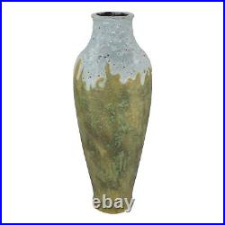 Pierrefonds 1930 Art Pottery Curdled Drip Glaze Green Ceramic Floor Vase 590