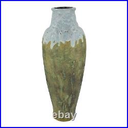 Pierrefonds 1930 Art Pottery Curdled Drip Glaze Green Ceramic Floor Vase 590