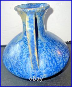 Pierrefonds French Art Deco Pottery Ceramic Vase Blue Crystaline Glaze