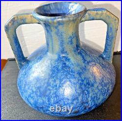 Pierrefonds French Art Deco Pottery Ceramic Vase Blue Crystaline Glaze