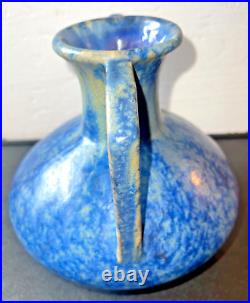 Pierrefonds French Art Deco Pottery Ceramic Vase Blue Crystaline Glaze