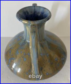 Pierrefonds French Art Pottery Drip Glaze Ceramic Vase Art Deco With Handles