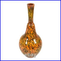 Pillin Studio Mid Century Modern Hand Made Pottery Mottled Orange Ceramic Vase