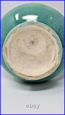 Pittsville Pottery Ceramic Vase 7 tall bicolor blue 1930s double handle vintage