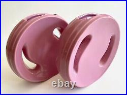 Post Modern Vtg 1980's Art Deco Style Round Pink Art Pottery Ceramic Vases Pair