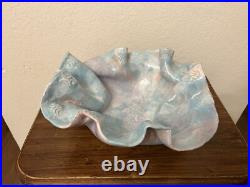 Postmodern Pottery Bowl SIGNED Pastel Organic Crimped Wavy Ruffled 1990