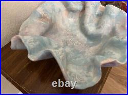 Postmodern Pottery Bowl SIGNED Pastel Organic Crimped Wavy Ruffled 1990