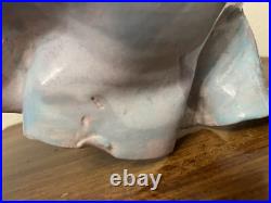 Postmodern Pottery Bowl SIGNED Pastel Organic Crimped Wavy Ruffled 1990