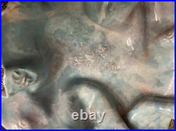 Postmodern Pottery Bowl SIGNED Pastel Organic Crimped Wavy Ruffled 1990