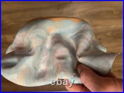 Postmodern Pottery Bowl SIGNED Pastel Organic Crimped Wavy Ruffled 1990