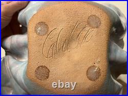 Postmodern Pottery Bowl SIGNED Pastel Organic Crimped Wavy Ruffled 1990