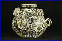 Pot/Container/Ceramic/Pottery Mexican Folk Art Chiapas Décor Yellow Jaguars #2