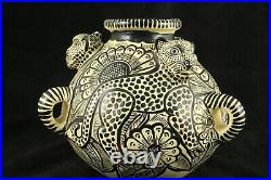 Pot/Container/Ceramic/Pottery Mexican Folk Art Chiapas Décor Yellow Jaguars #2