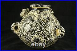 Pot/Container/Ceramic/Pottery Mexican Folk Art Chiapas Décor Yellow Jaguars #2