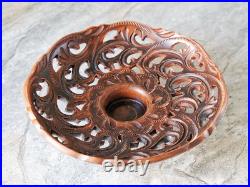 Pottery Carved Bowl 10in 24cm Ceramic home decor Decorative Serving Fruit Basket