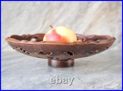 Pottery Carved Bowl 10in 24cm Ceramic home decor Decorative Serving Fruit Basket