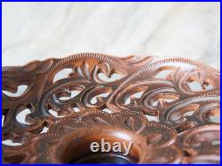 Pottery Carved Bowl 10in 24cm Ceramic home decor Decorative Serving Fruit Basket