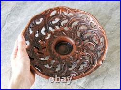 Pottery Carved Bowl 10in 24cm Ceramic home decor Decorative Serving Fruit Basket