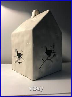RAE DUNN Chirp Square Birdhouse Bank by Magenta FTD Ceramic Art Pottery RARE