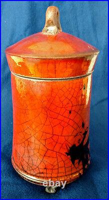 RAKU Art Pottery by Sedona Artist Bob Smith a pot, 4 legs, fennel, fine work