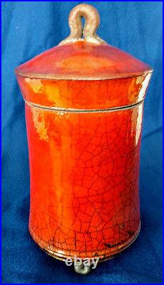 RAKU Art Pottery by Sedona Artist Bob Smith a pot, 4 legs, fennel, fine work