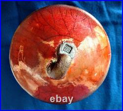 RAKU Art Pottery by Sedona Artist Bob Smith a pot, 4 legs, fennel, fine work