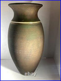 RAKU California Studio Art RAKU Pottery Ceramic Vase. Signed R. Kevin Kelley