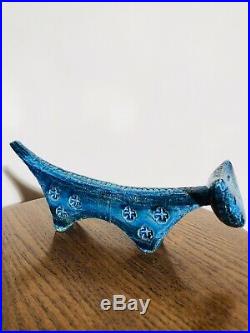 RARE Bitossi Rimini Blue Aldo Londi Italian Art Pottery Cat Mid MOD Ceramic