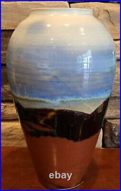 RARE! DAMON MOON Vintage Art Pottery Glazed Vase Southwest Landscape Scene 14