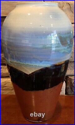 RARE! DAMON MOON Vintage Art Pottery Glazed Vase Southwest Landscape Scene 14