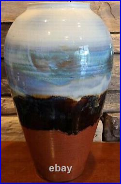 RARE! DAMON MOON Vintage Art Pottery Glazed Vase Southwest Landscape Scene 14