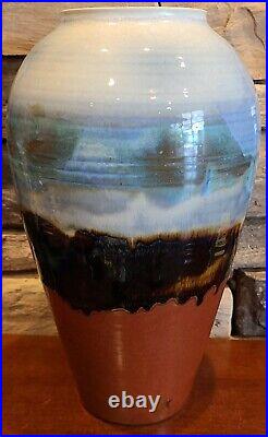 RARE! DAMON MOON Vintage Art Pottery Glazed Vase Southwest Landscape Scene 14