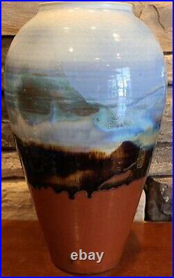 RARE! DAMON MOON Vintage Art Pottery Glazed Vase Southwest Landscape Scene 14