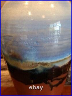 RARE! DAMON MOON Vintage Art Pottery Glazed Vase Southwest Landscape Scene 14