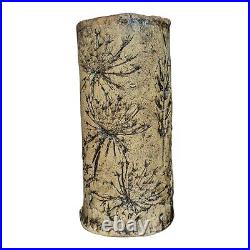 RARE LOIS ELDRIDGE Vase Signed MEADOW WEEDS MCM Studio Pottery 7.5 Art Pottery