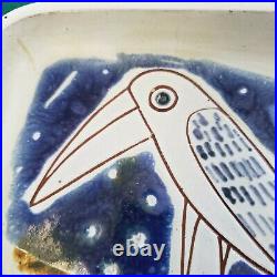 RARE Mid Century Modernist Susana Espinosa Toucan Pottery Ceramic Plate from'77