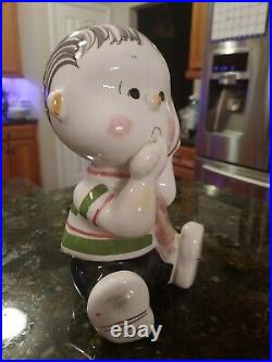 RARE Quadrifoglio PEANUTS LINUS BANK Coop. Der. Art. Hand Painted France 1968