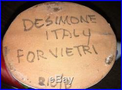 RARE Vietri DeSimone Pottery Art Vase Fish centerpiece Italy Large Numbered