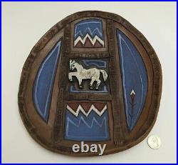RARE Yavor Gonev Ceramic Art Pottery Wall Hanging Plaque Horse Bulgaria Signed
