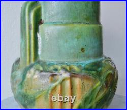 RARE c. 1934 Roseville 9.25 Laurel Green Art Deco Vase