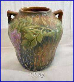 ROSEVILLE WISTERIA 1933 Blue Art Pottery Double Handled Vase #634-7 MINT
