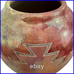 R. Kevin Kelley Ceramic Pottery Raku Vase Southwest Theme EUC