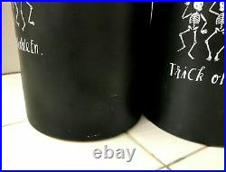 Rae Dunn Canisters Set HAPPY HALLOWEEN TRICK OR TREAT BOO Dancing Skeletons VHTF