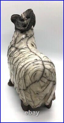 Raku Ram sculpture studio pottery ceramics. Signed. Rare. Aries