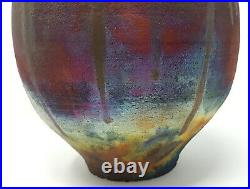 Raku Vase With Fireworks, Ceramic By Marty Markus 9.5