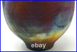 Raku Vase With Fireworks, Ceramic By Marty Markus 9.5