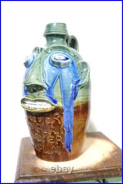 Randy tobias face jug, pottery, folkart 11''x7'