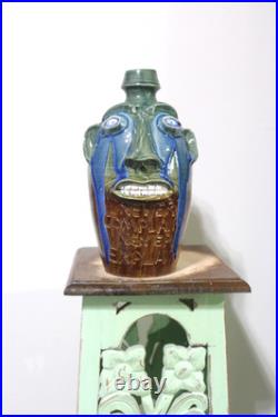 Randy tobias face jug, pottery, folkart 11''x7'