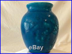 Raoul LaChenal Egyptian Blue or Volcano Blue Vase 7 Art Nouveau, Antique