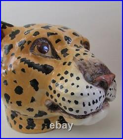 Rare 60's Mid Century Italian Ceramic Leopard & Lion Planters for Neiman Marcus